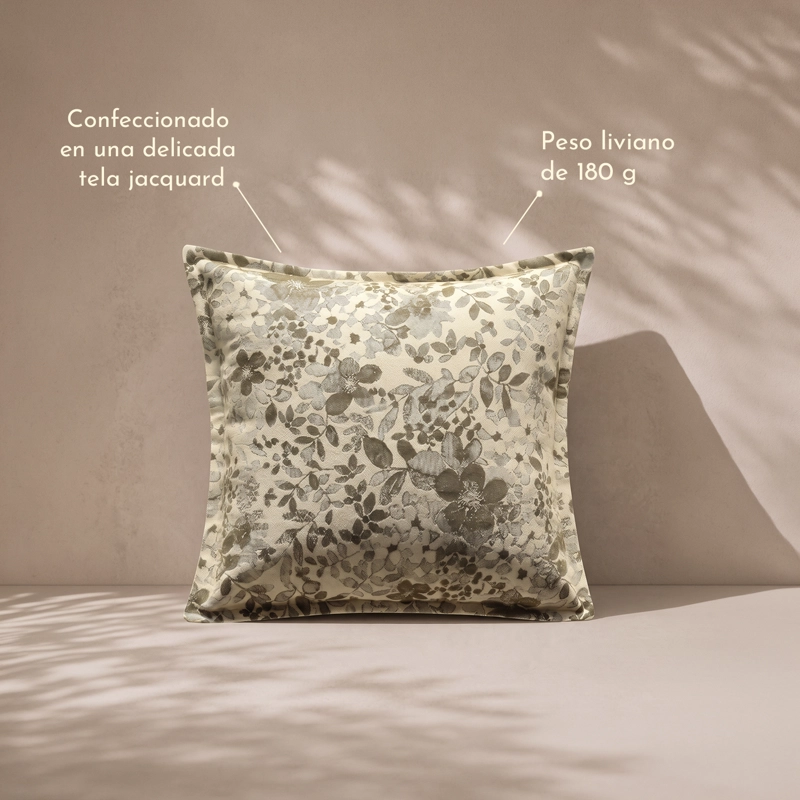 COJIN FLORAL JACQUARD VERDE ESTILO BOTANICO NORDICO SPRING ELEGANTE - 4
