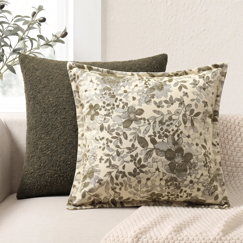 COJIN FLORAL JACQUARD VERDE ESTILO BOTANICO NORDICO SPRING ELEGANTE - 9