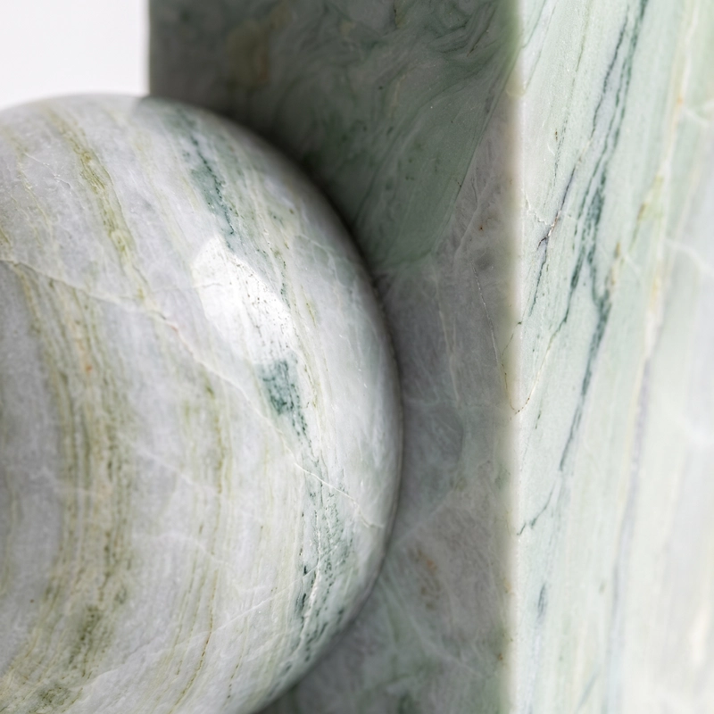 SUJETALIBROS GEOME TRICO MARMOL VERDE JADE APOYALIBROS DECO - 3