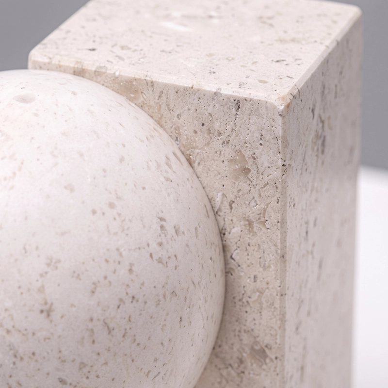 SUJETALIBROS GEOME TRICO MARMOL BLANCO APOYALIBROS DECO - 3