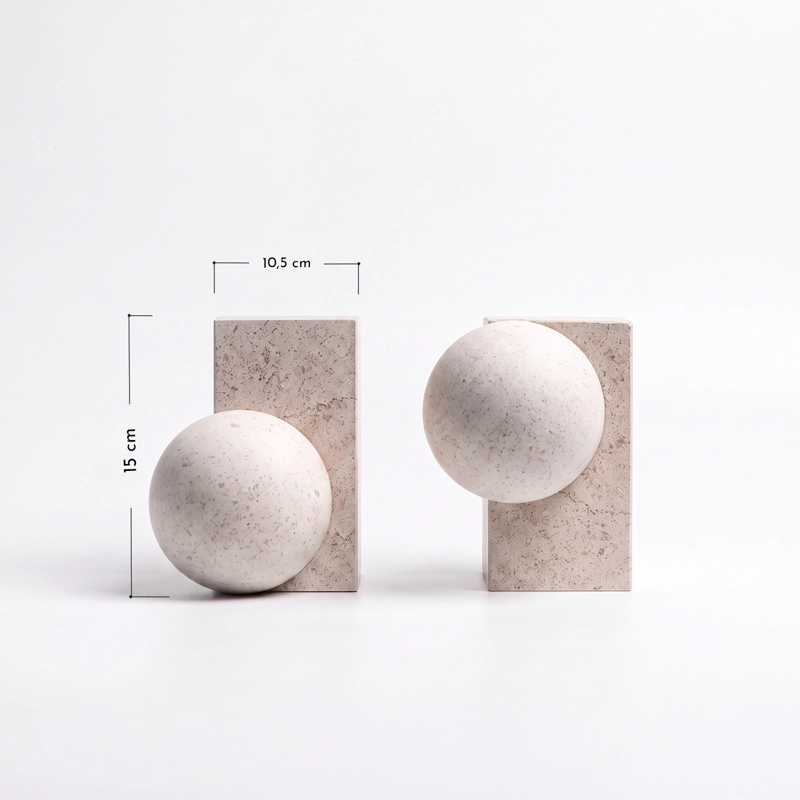 SUJETALIBROS GEOME TRICO MARMOL BLANCO APOYALIBROS DECO - 6