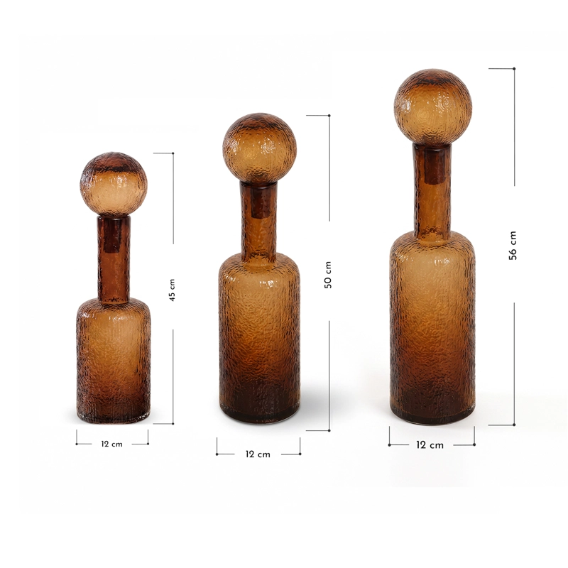 SET DE BOTELLAS DECORATIVAS VIDRIO AMBAR ESTILO VINTAGE WARM JAPANDI NORDICO - 3