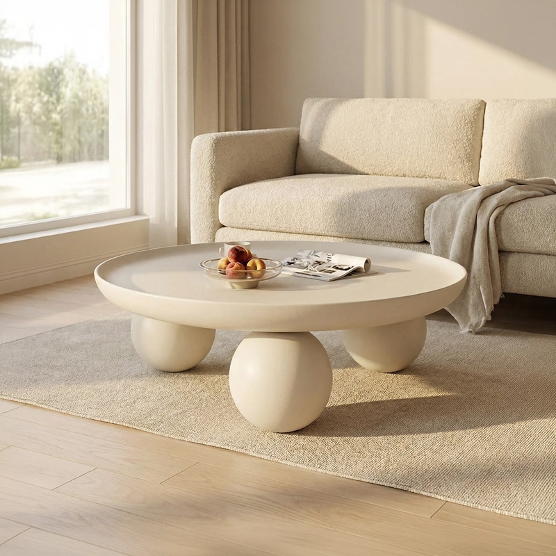 MESA LATERAL REDONDA ESCANDINAVA SPHERE ESTILO NORDICO JAPANDI MINIMALISTA - 1