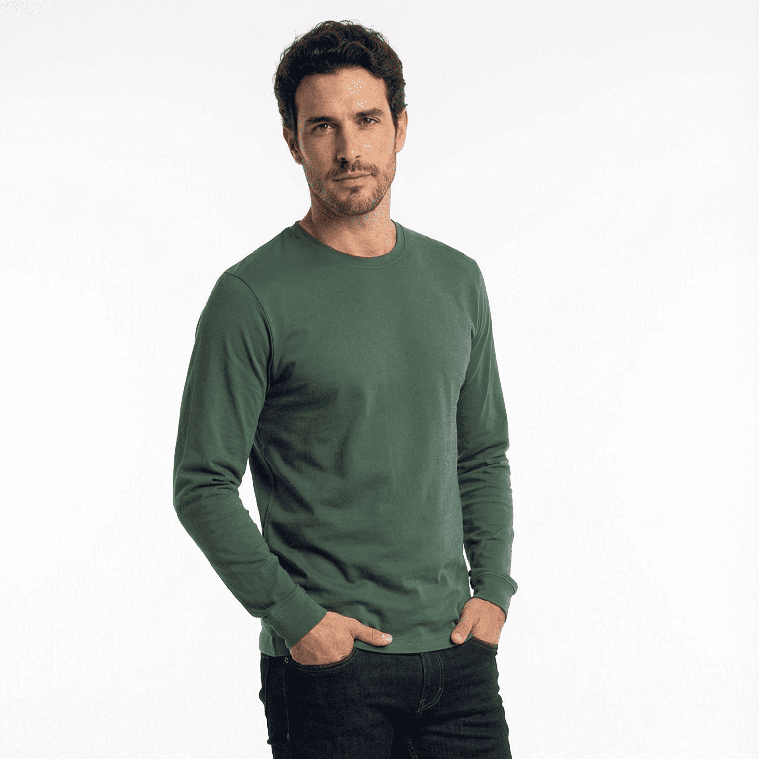 Polera Algodón Manga Larga Cuello Redondo UV Antipilling - 1
