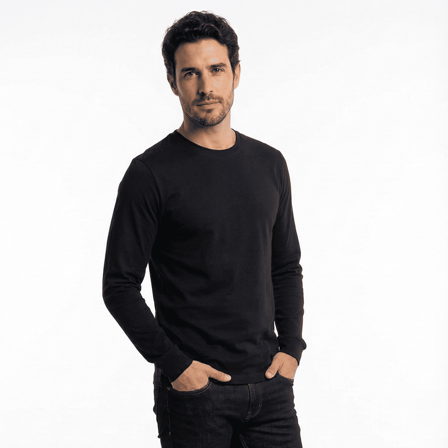 Polera Algodón Manga Larga Cuello Redondo UV Antipilling - 1