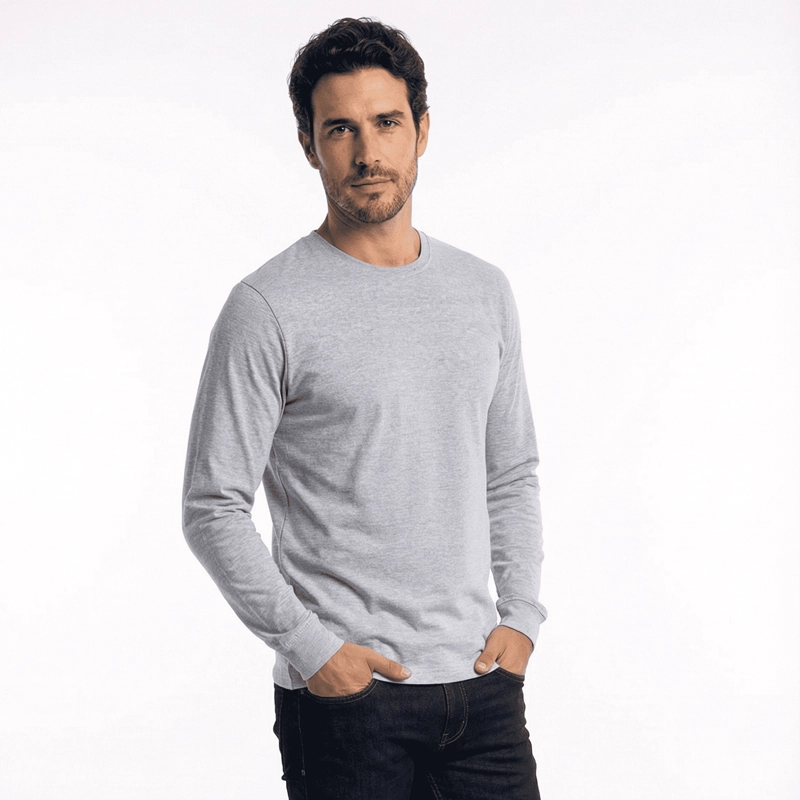 Polera Algodón Manga Larga Cuello Redondo UV Antipilling - 1