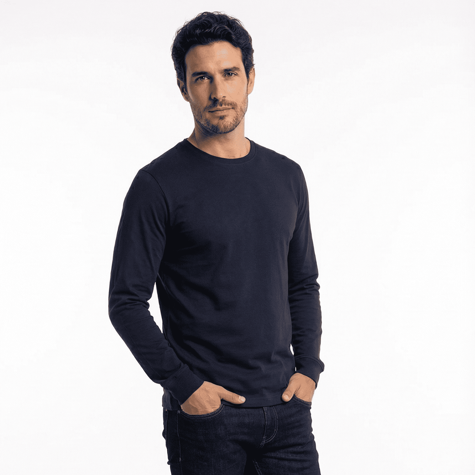 Polera Algodón Manga Larga Cuello Redondo UV Antipilling - 1