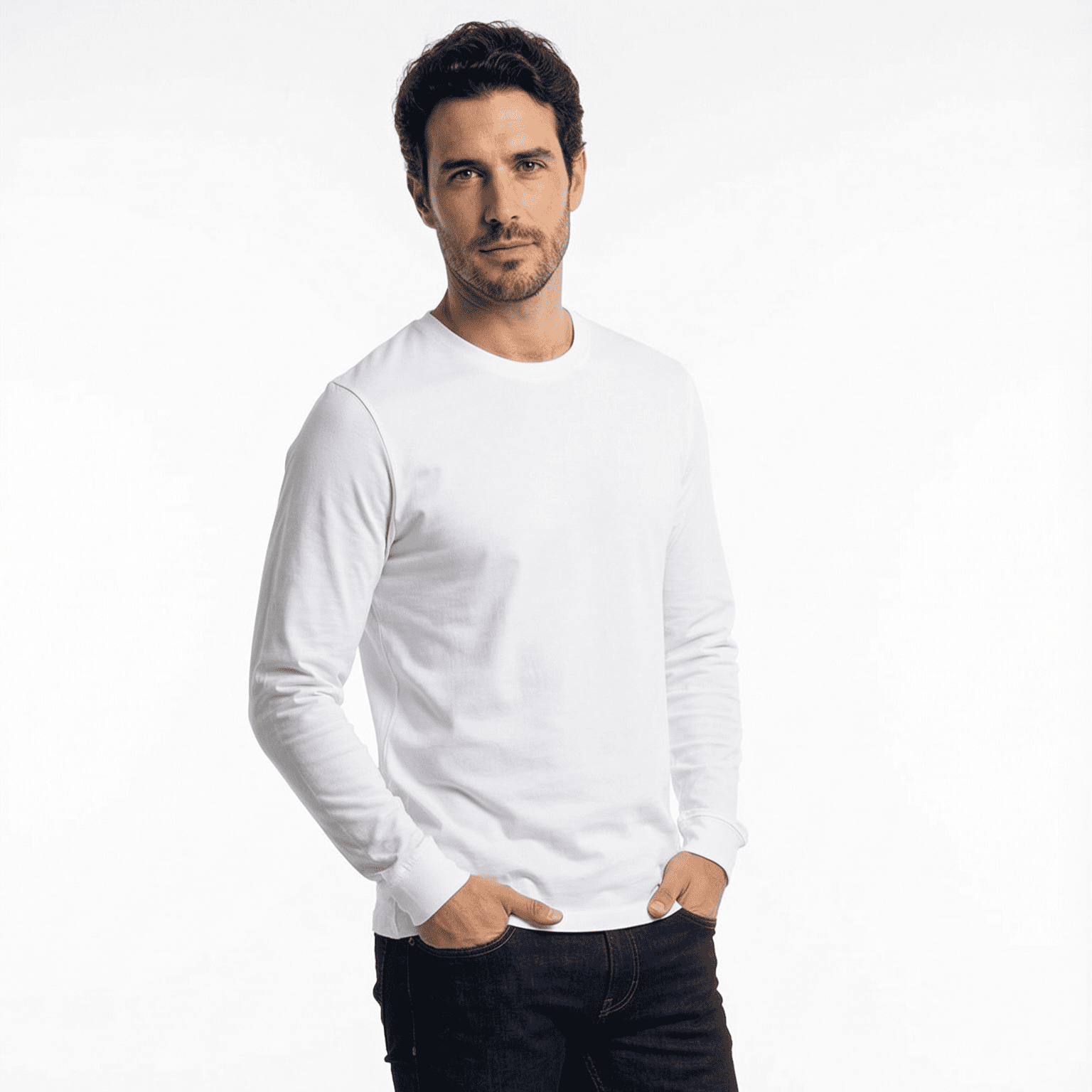 Polera Algodón Manga Larga Cuello Redondo UV Antipilling - 1