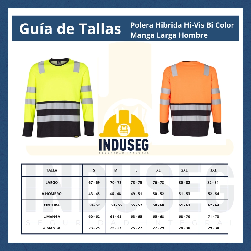 Polera alta Visibilidad Bicolor Reflectante ML Cuello Redondo - 6