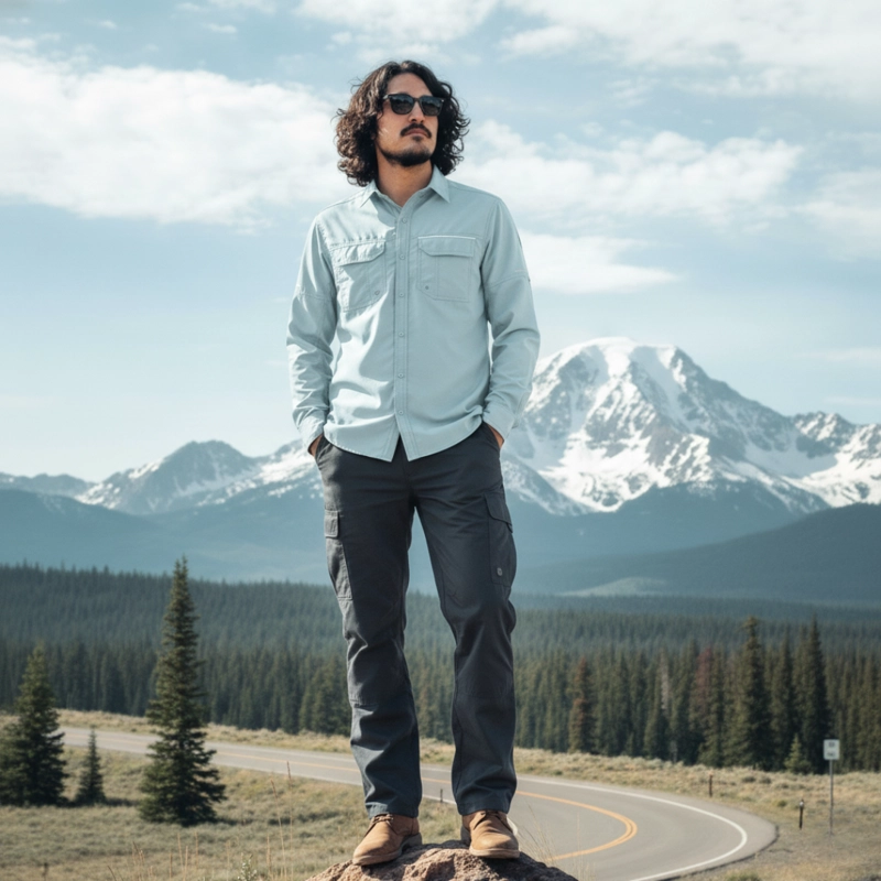 Camisa Outdoor Trekking Hombre Ripstop Proteccion Uv+50 Celeste XXXL