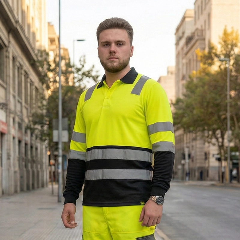 Polera Polo Alta Visibilidad M/L Hombre Cinta Reflectiva UPF50+ - 1