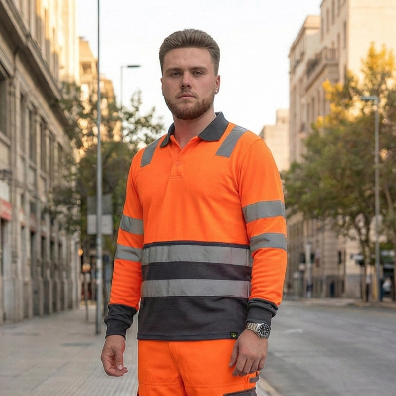 Polera Polo Alta Visibilidad M/L Hombre Cinta Reflectiva UPF50+ - 1