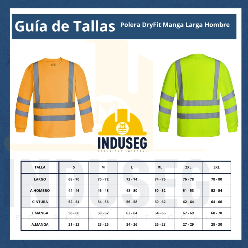 Polera Dry Fit Reflectante Manga Larga Hombre UPF50+ Trabajo - 4