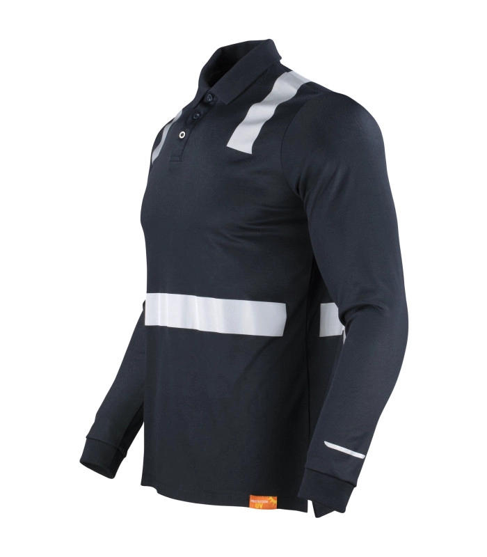 Polera Polo Manga Larga Reflectante Híbrida Cuello Piqué - 3