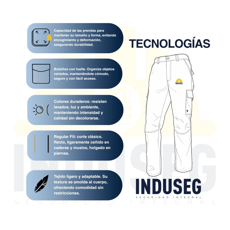 Pantalón de trabajo cargo gabardina cintura elásticada - 6