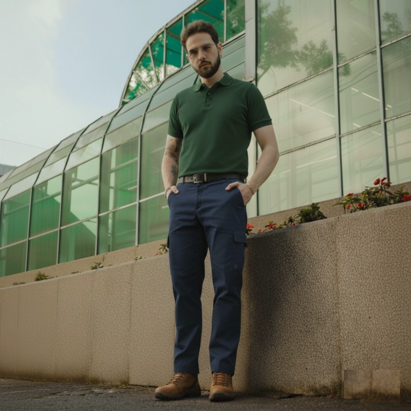 Pantalón de trabajo cargo gabardina cintura elásticada - 7