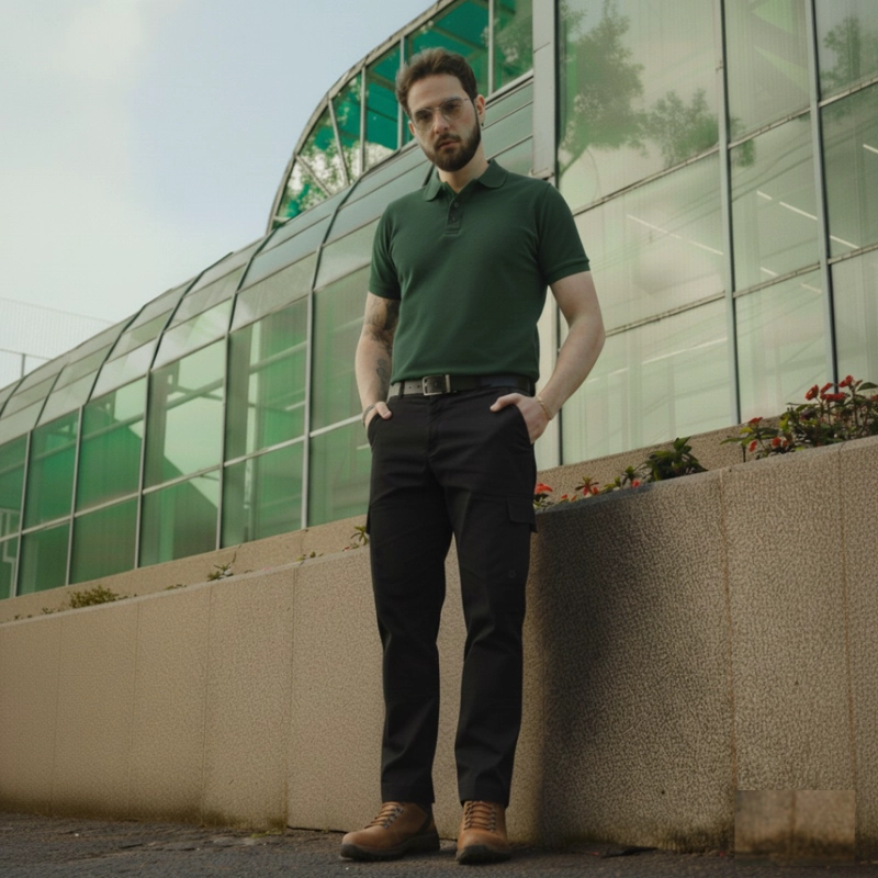Pantalón de trabajo cargo gabardina cintura elásticada - 7
