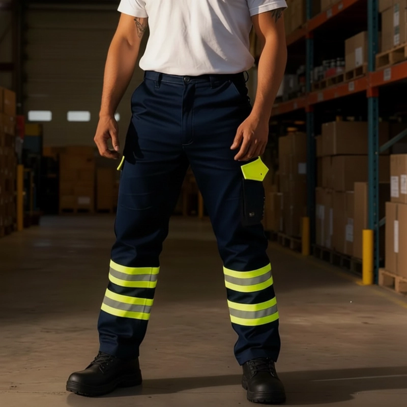 Pantalón cargo gabardina reflectante con cintura elástica - 1