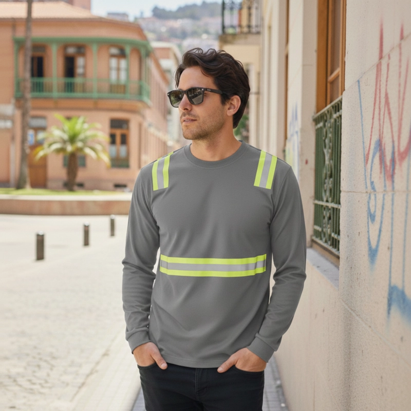 Polera Híbrida Reflectante Manga Larga Alta Visibilidad UPF - 1