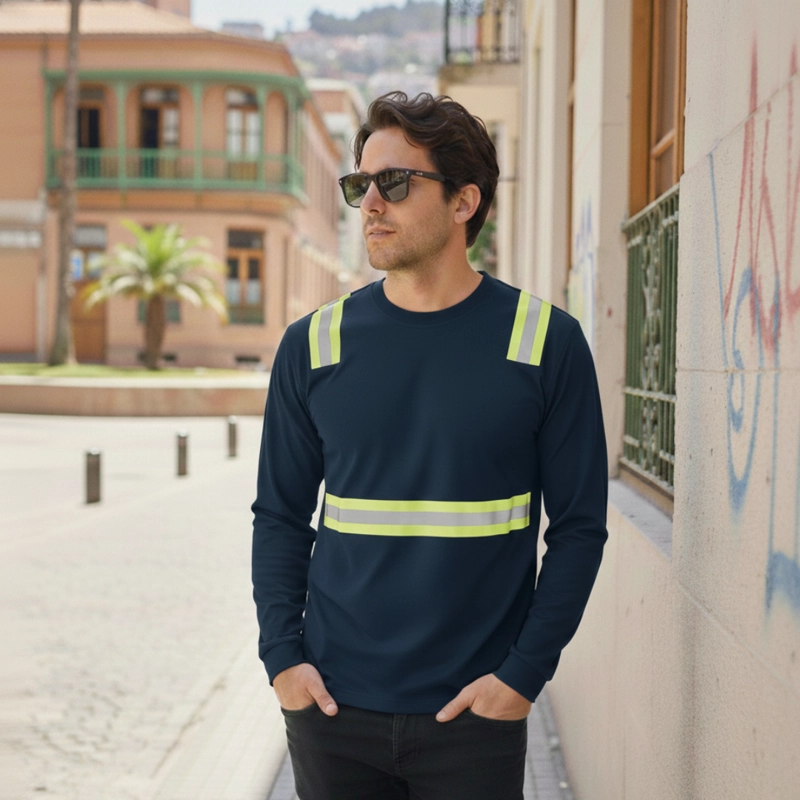Polera Híbrida Reflectante Manga Larga Alta Visibilidad UPF - 1
