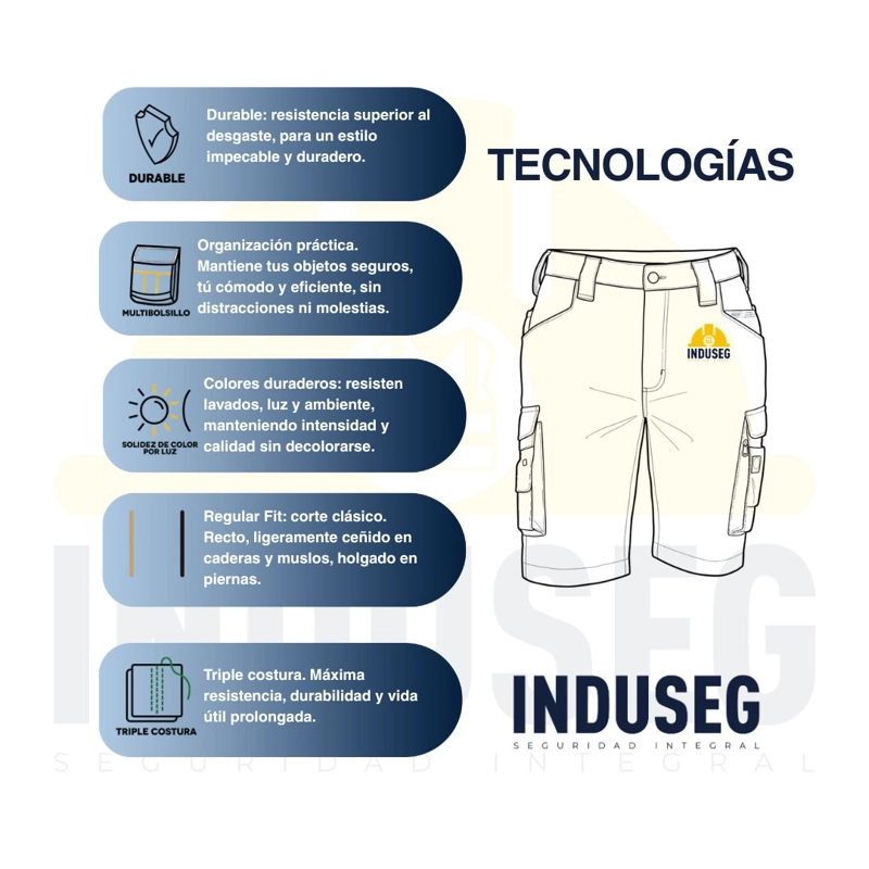 Pantalón Corto Cargo Hombre Gabardina Durable Multibolsillo - 7