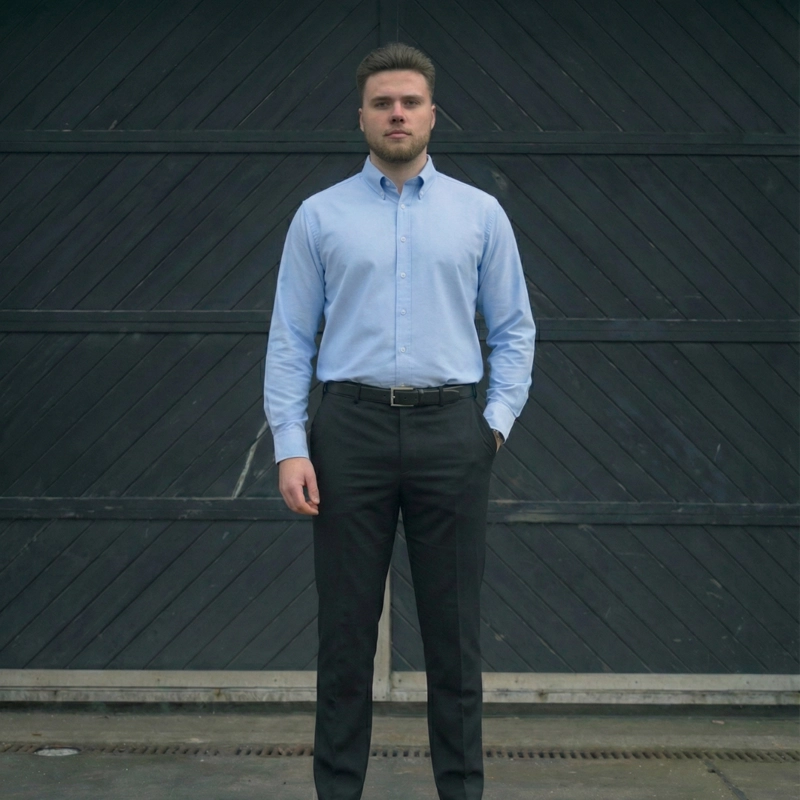 Camisa Oxford Hombre Manga Larga Clásica Trabajo Formal - 1