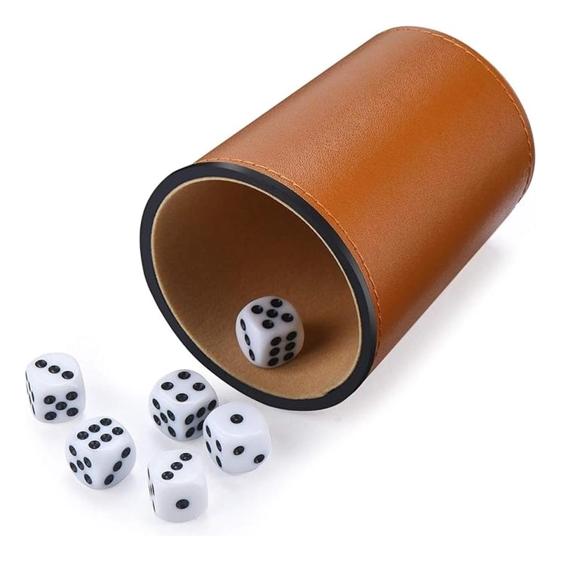 CACHOS JUEGOS DE MESA 5 CACHOS CUERO PU DADOS CACHAI PARDO CAFE - 6