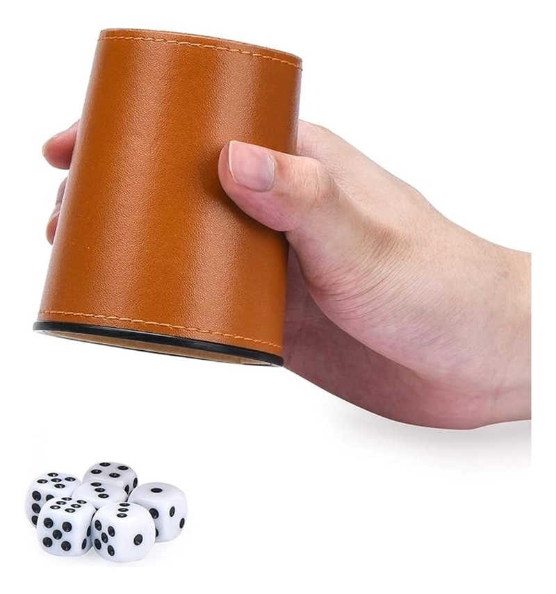 CACHOS JUEGOS DE MESA 5 CACHOS CUERO PU DADOS CACHAI PARDO CAFE - 7