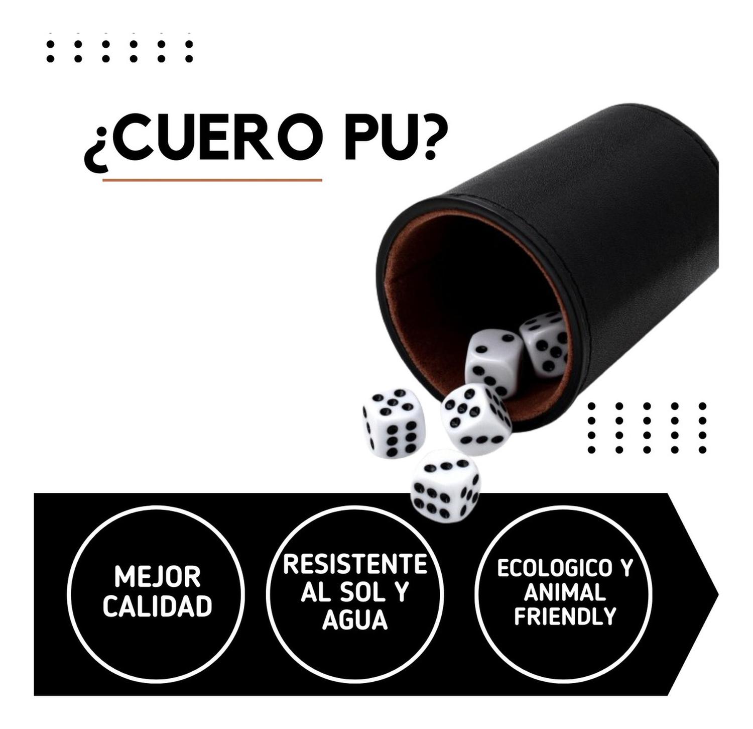 SET DE 5 CACHOS CUERO PU DADOS CACHAI JUEGO DE MESA FAMILIAR NEGRO - 3