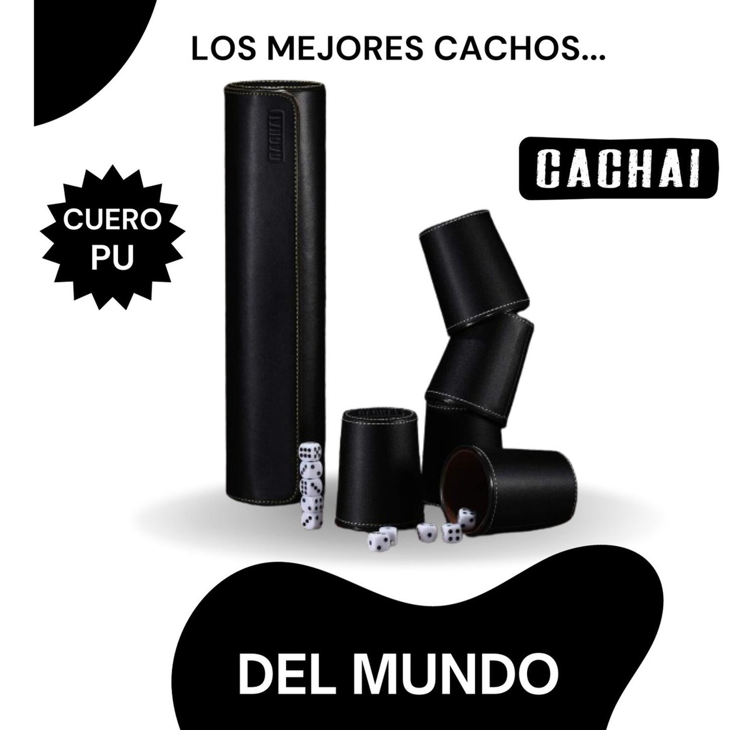 SET DE 5 CACHOS CUERO PU DADOS CACHAI JUEGO DE MESA FAMILIAR NEGRO - 8