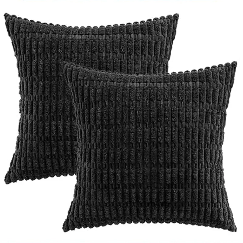 FUNDAS DE COJINES PACK X2 BOHO TEXTURA SUAVE 45 X 45 PREMIUM NEGRO - 1