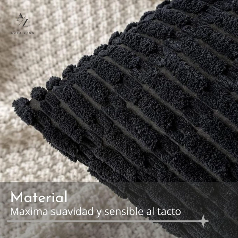 FUNDAS DE COJINES PACK X2 BOHO TEXTURA SUAVE 45 X 45 PREMIUM NEGRO - 2