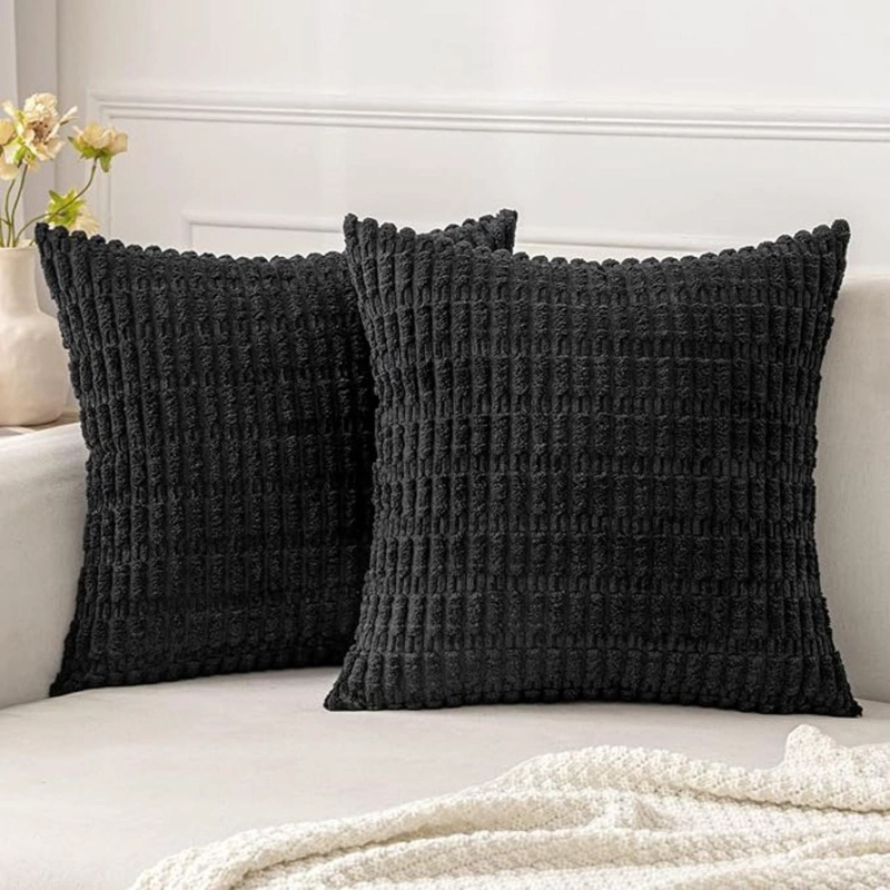 FUNDAS DE COJINES PACK X2 BOHO TEXTURA SUAVE 45 X 45 PREMIUM NEGRO - 5