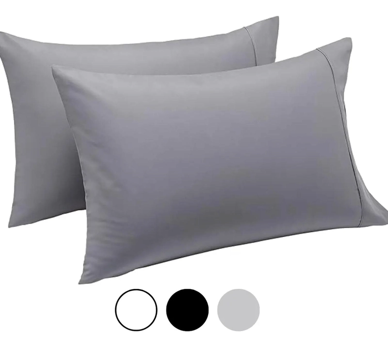 SET 2 FUNDAS DE ALMOHADA 50X70 - 90 HILOS ROPA DE CAMA HOGAR SABANAS GRIS - 1