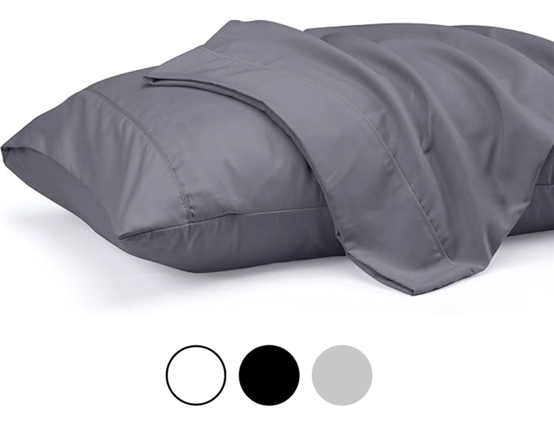 SET 2 FUNDAS DE ALMOHADA 50X70 - 90 HILOS ROPA DE CAMA HOGAR SABANAS GRIS - 7