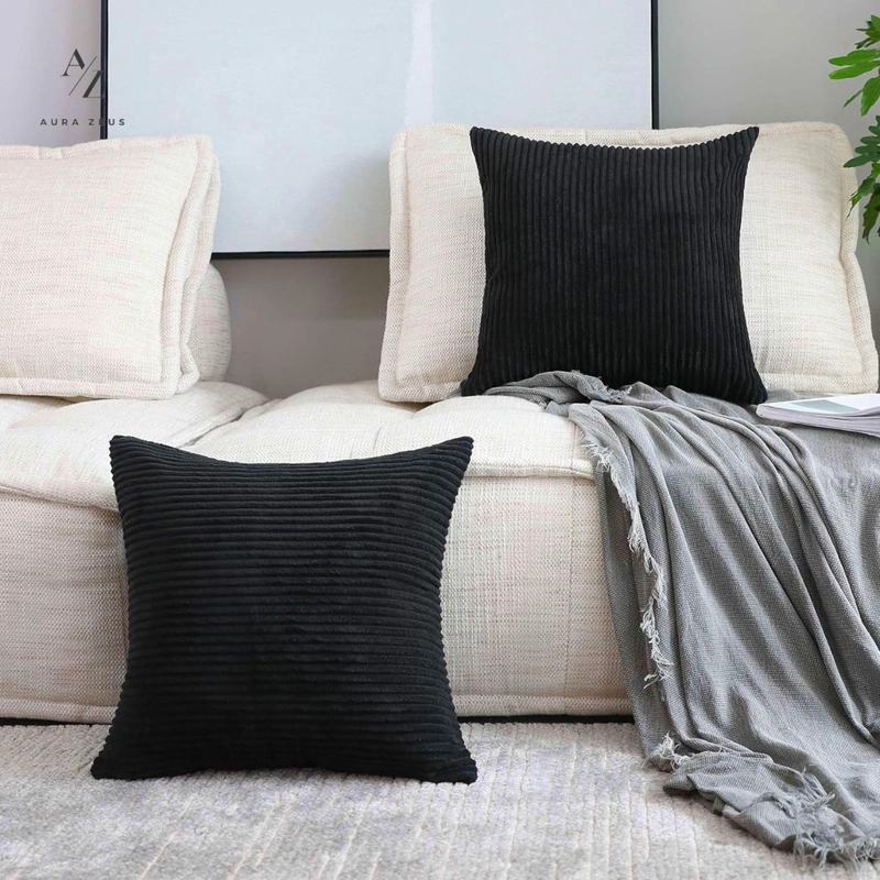 SET DE 2 FUNDAS DE COJINES CAMA SILLON SUAVE NEGRA 45 X 45 CASA NEROLA - 7