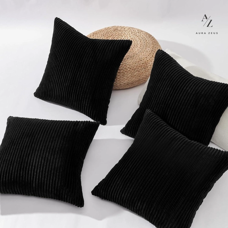 SET DE 2 FUNDAS DE COJINES CAMA SILLON SUAVE NEGRA 45 X 45 CASA NEROLA - 8