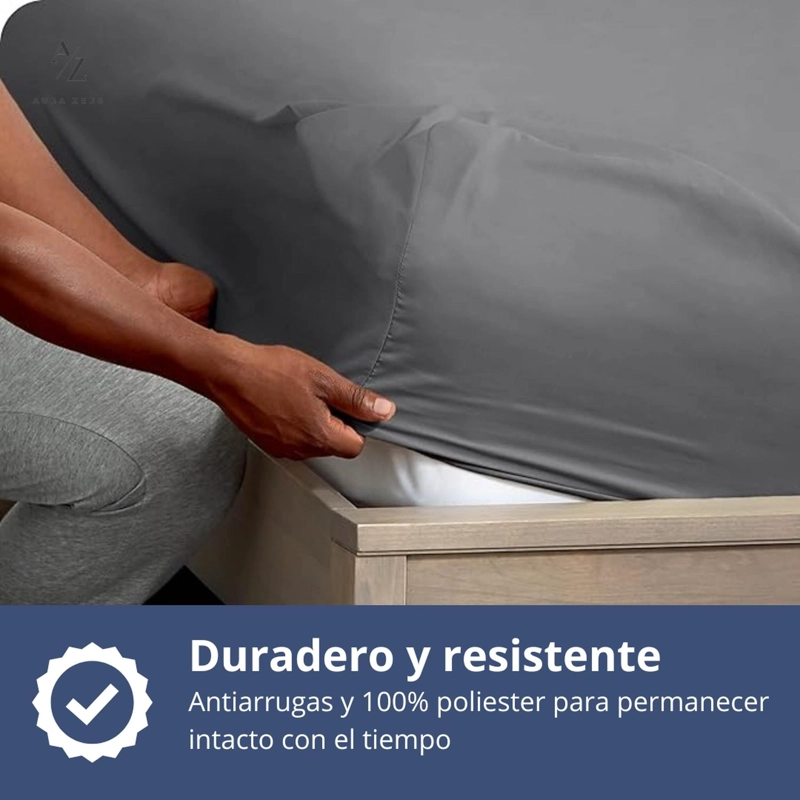 SABANAS BAJERA AJUSTABLE 1800 HILOS MICROFIBRA HOGAR ROPA CAMA ELASTICADA AZ TAMAÑO 2 PLAZAS - 6