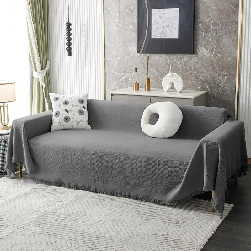 FUNDAS DE SILLON A MEDIDA AJUSTABLE CUBRE SOFA CUERPOS AZ GR TAMAÑO 180X340 CM (3 CUERPOS) - 1