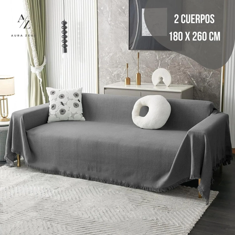 FUNDAS DE SILLON A MEDIDA AJUSTABLE CUBRE SOFA CUERPOS AZ GR TAMAÑO 180X260 CM (2 CUERPOS) - 2