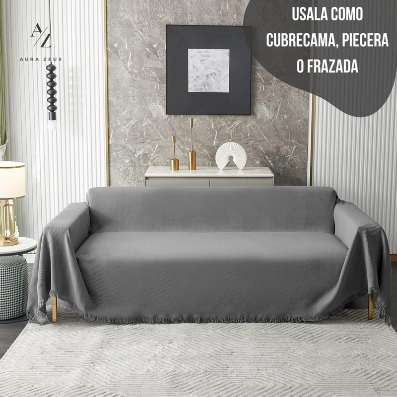 FUNDAS DE SILLON A MEDIDA AJUSTABLE CUBRE SOFA CUERPOS AZ GR TAMAÑO 180X260 CM (2 CUERPOS) - 5