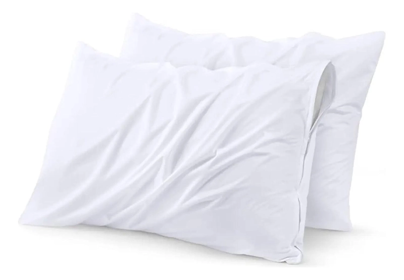 SET DE 2 FUNDAS PARA ALMOHADAS IMPERMEABLES 50 X 70 CM ANTIMANCHAS NEGRO BLANCO - 1
