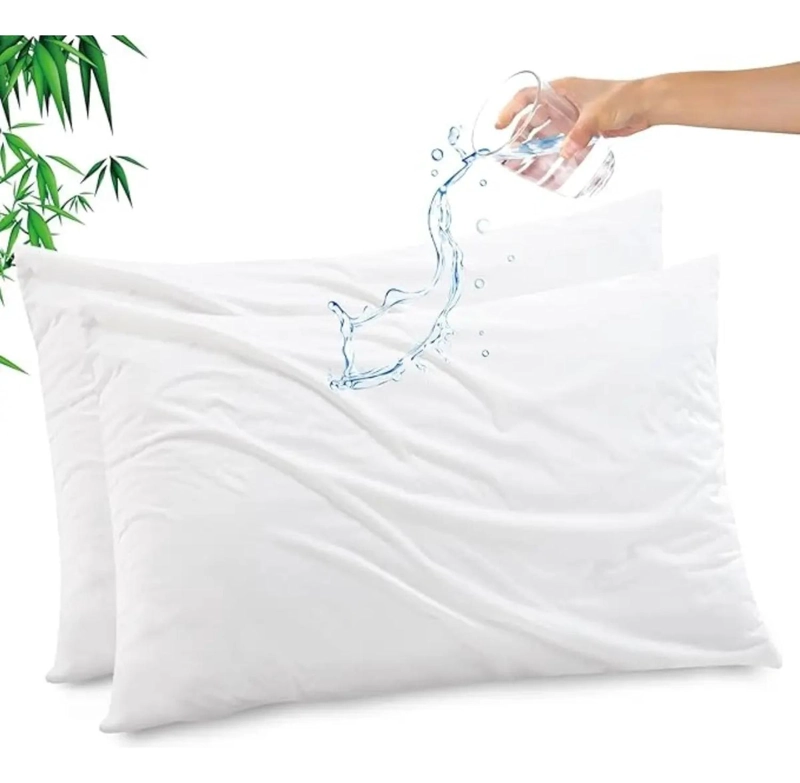 SET DE 2 FUNDAS PARA ALMOHADAS IMPERMEABLES 50X70-90 CM CIERRE BLANCO - 1