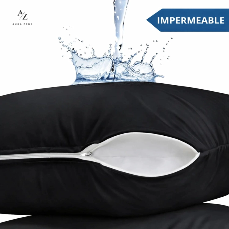 SET DE 2 FUNDAS PARA ALMOHADAS IMPERMEABLES 50X70-90 CM CIERRE BLANCO - 3