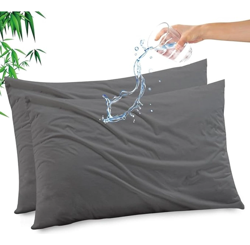 SET DE 2 FUNDAS PARA ALMOHADAS IMPERMEABLES CIERRE COLOR GRIS 50 X 70 - 90 CM AURA ZEUS - 1