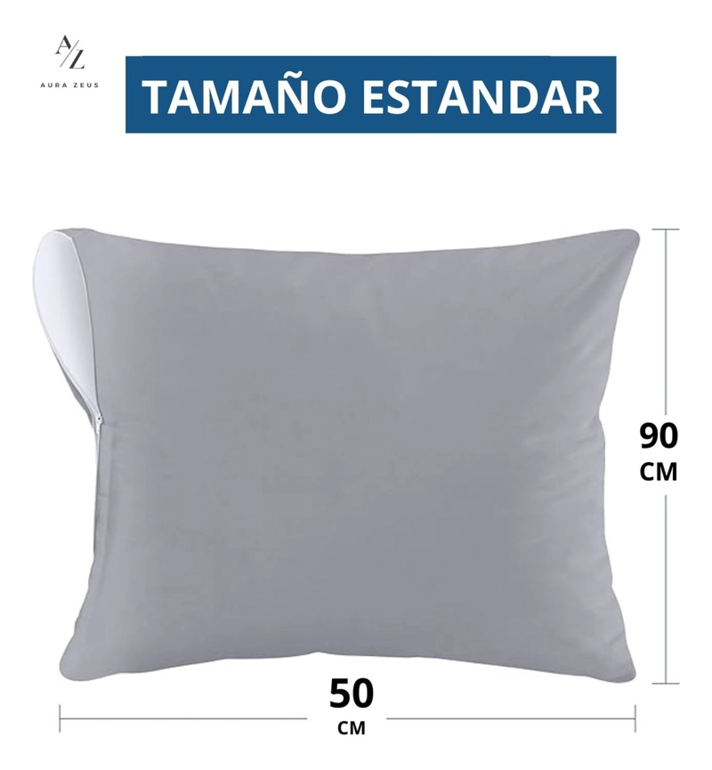 SET DE 2 FUNDAS PARA ALMOHADAS IMPERMEABLES CIERRE COLOR GRIS 50 X 70 - 90 CM AURA ZEUS - 2