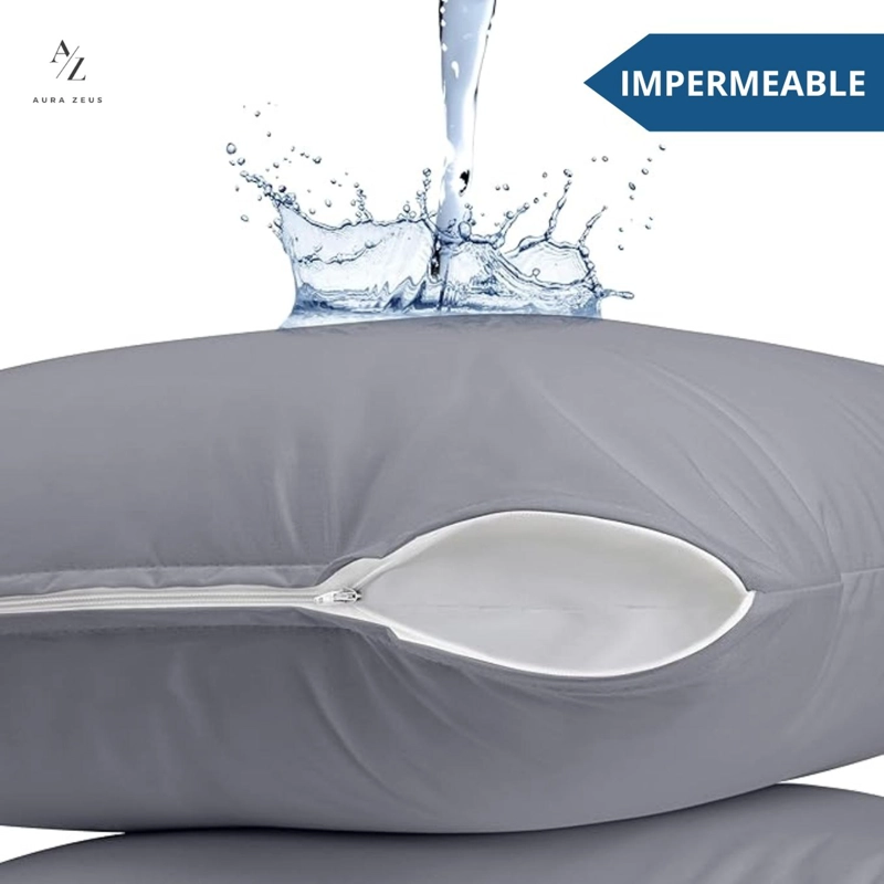 SET DE 2 FUNDAS PARA ALMOHADAS IMPERMEABLES CIERRE COLOR GRIS 50 X 70 - 90 CM AURA ZEUS - 3