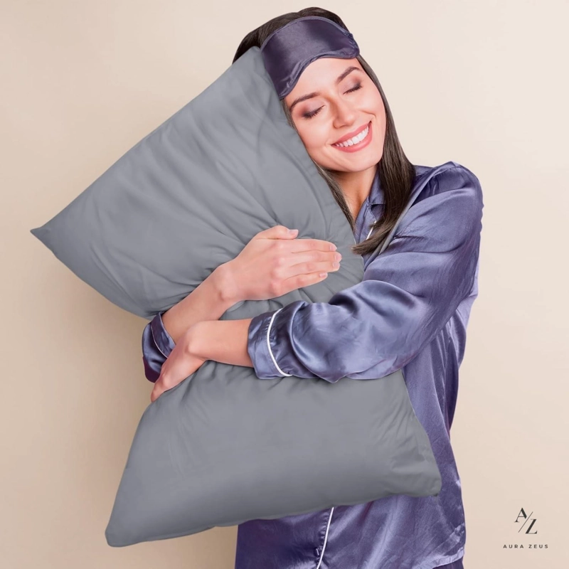 SET DE 2 FUNDAS PARA ALMOHADAS IMPERMEABLES CIERRE COLOR GRIS 50 X 70 - 90 CM AURA ZEUS - 9