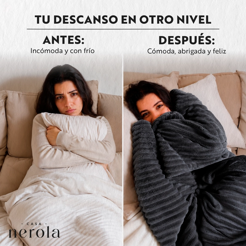 FRAZADA MANTA PIECERA TERMICA SHERPA GRIS KING CASA NEROLA - 2