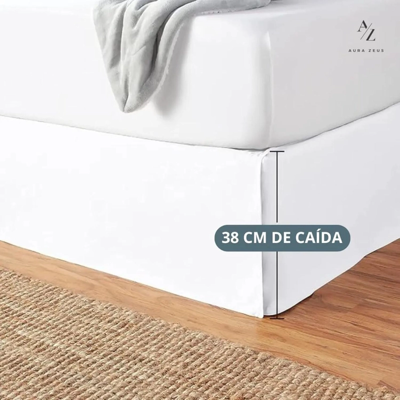 FALDON CAMA LISO BLANCO NEGRO DORMITORIO PLAZAS ELASTICADOS TAMANO 1.5 PLAZAS - 4